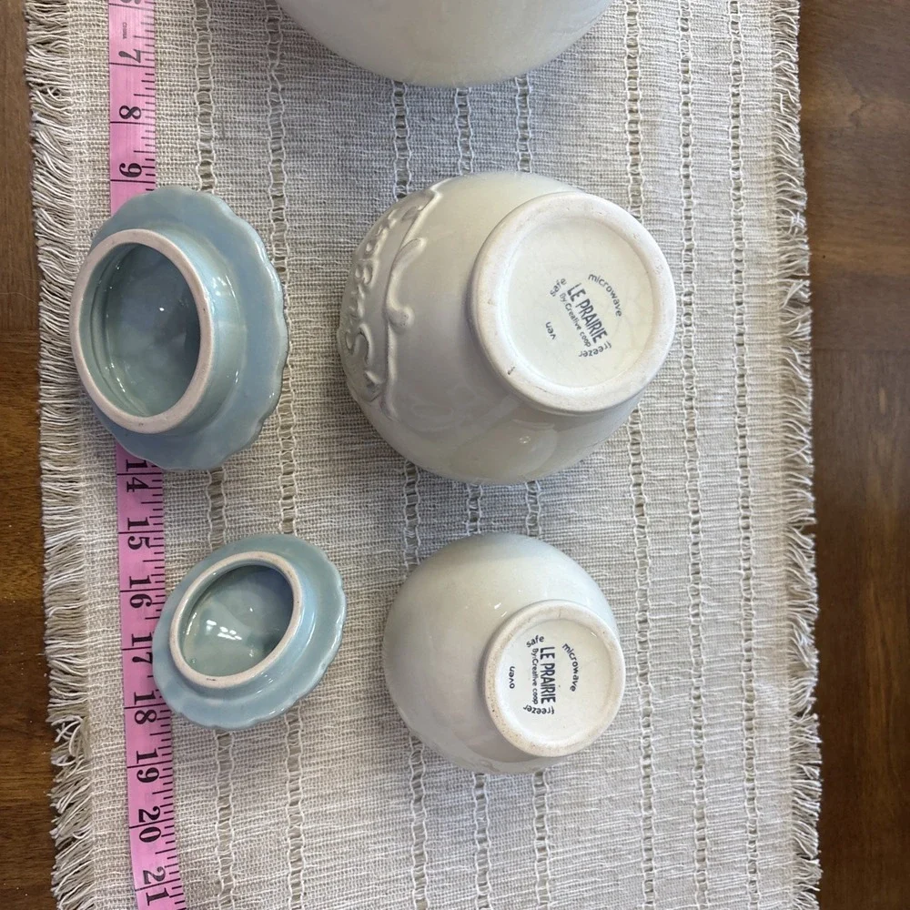 Le Prairie 3 Pc Canister Set Flour Sugar Tea By Creative Co- Op